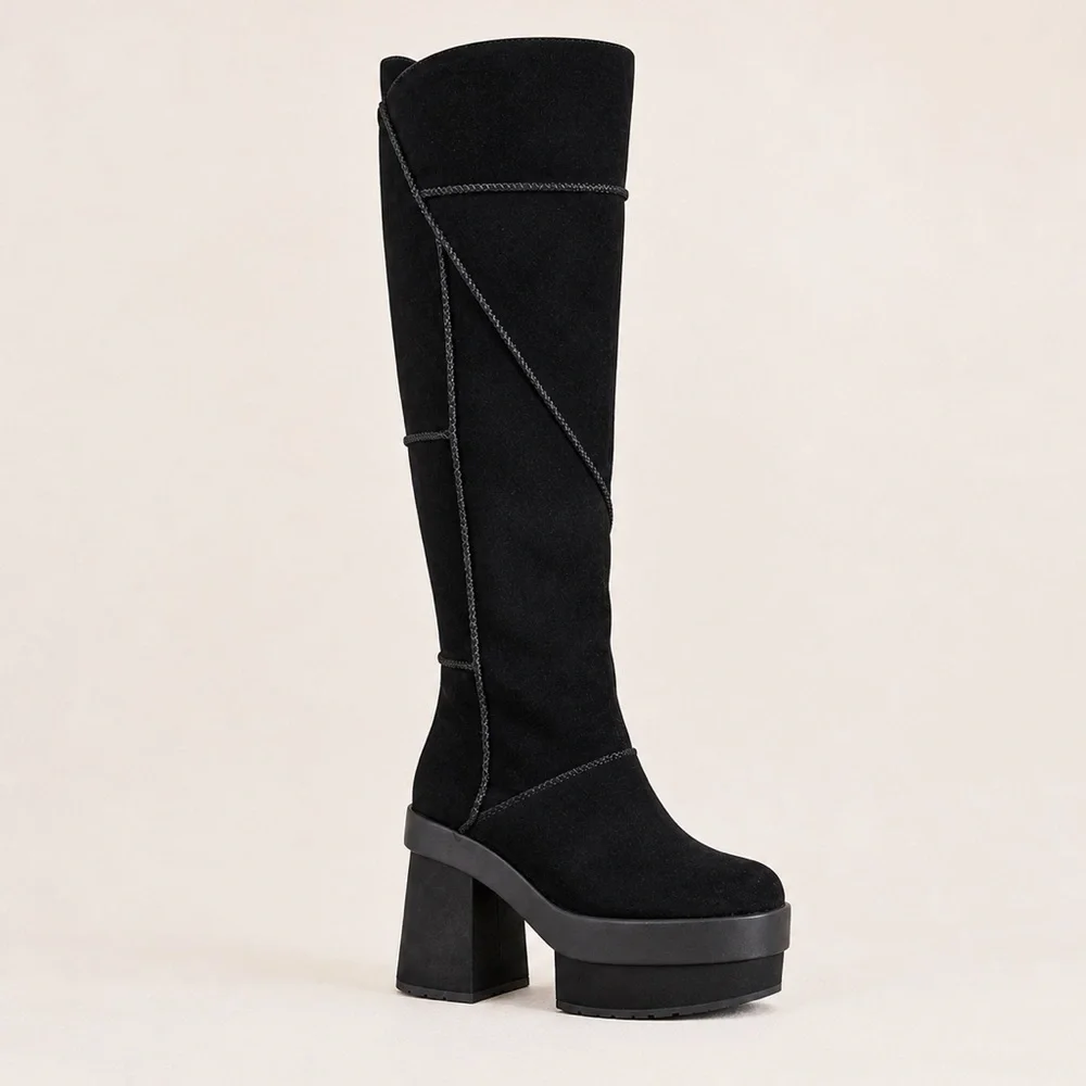 UGG New Heights Platform Xtra Over-the-Knee Black Boots